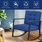 Costway Patio Rattan Rocker Chair Outdoor Glider Rocking Chair Cushion Lawn Navy\Black\Grey